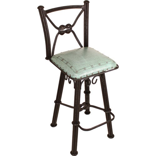 Coronado Swivel Counter Stool - Plain with Tacks Turquoise