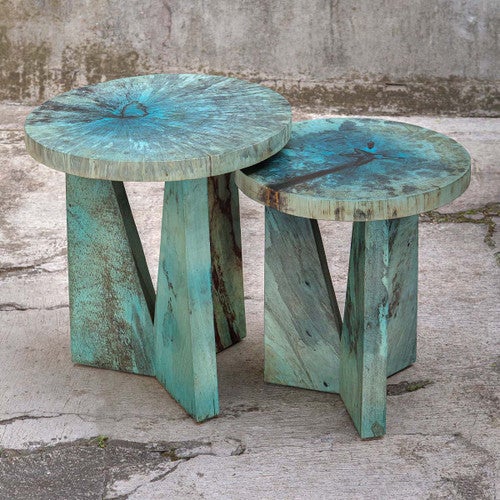 Tamarind Nesting Blue Tables - Set of 2