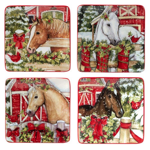Holiday Haven Square Plates - Set of 4