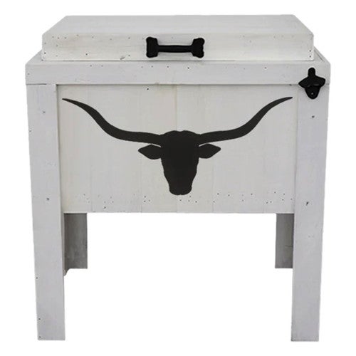Longhorn Silhouette Single Cooler - White