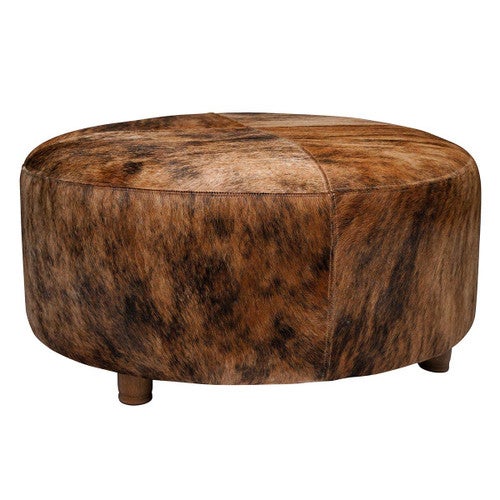 Saddle Brown Round Ottoman