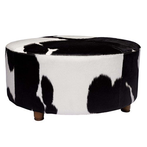 Cowprint Round Ottoman