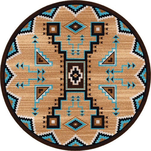 Tribal Turquoise Rug - 8 Ft. Round