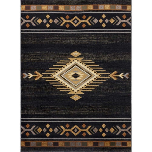 Gold Rush Diamond Black Rug - 8 x 10