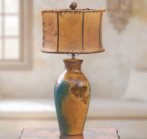 Old World Clay Turquoise Table Lamp | Lone Star Western Decor