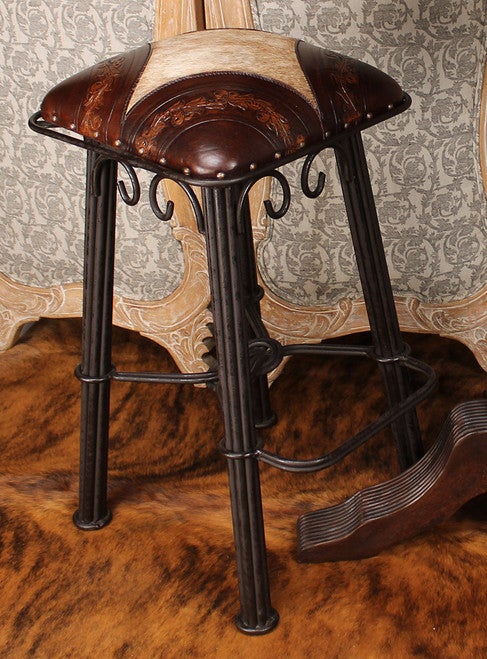 Coronado Iron Barstool - Light Hair on Hide
