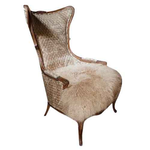 Eclectic Tibetan Sheep Wingback Chair