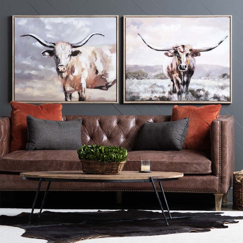 Texas Trails Longhorn Wall Art - Set of 2