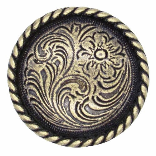 Small Engraved Flower Cabinet Knobs - Set of 2