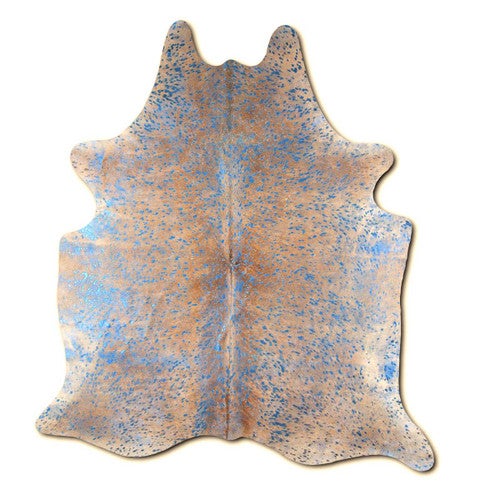 Metallic Blue & Tan Cowhide Rugs