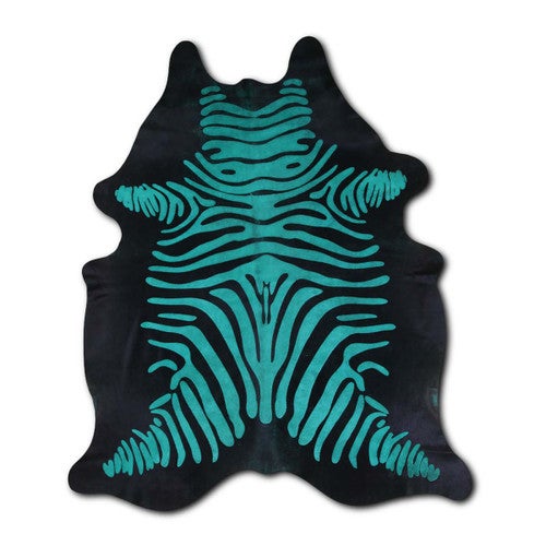 Turquoise Zebra Cowhide Rugs