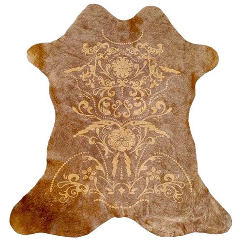 Victorian Filigree Brown Mini Cowhide Rug
