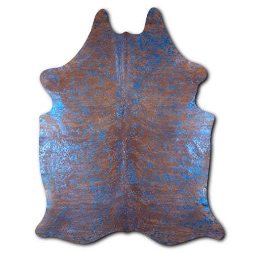 Metallic Blue Brindle Cowhide Rug - Medium