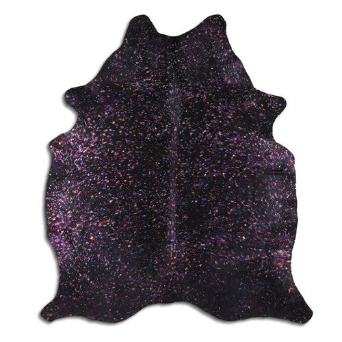 Rainbow Metallic Black Cowhide Rug - Large