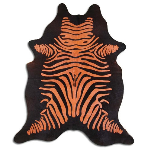 Orange Zebra Cowhide Rug - Large