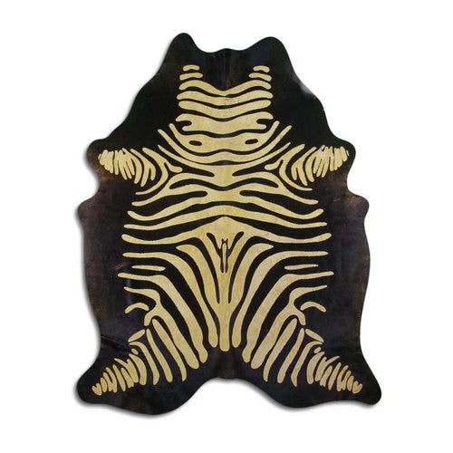 Lemon Zebra Cowhide Rug - Medium