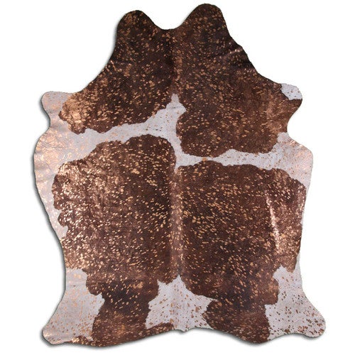 Rose Specked Brown & White Cowhide Rug - Medium