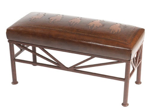 Tooled Leather Bench