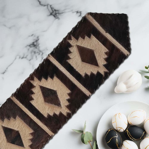 Brindle Step Pattern Cowhide Table Runners