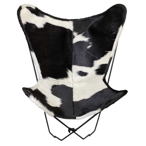 Black & White Cowhide Sling Chair