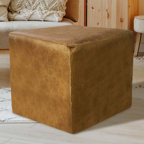 Brown Swiss Cowhide Square Pouf