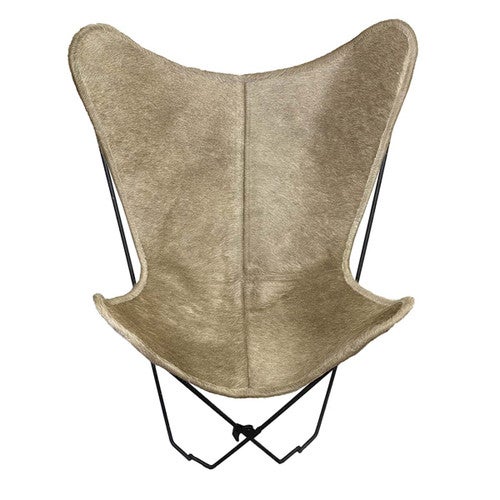 Champagne Cowhide Sling Chair