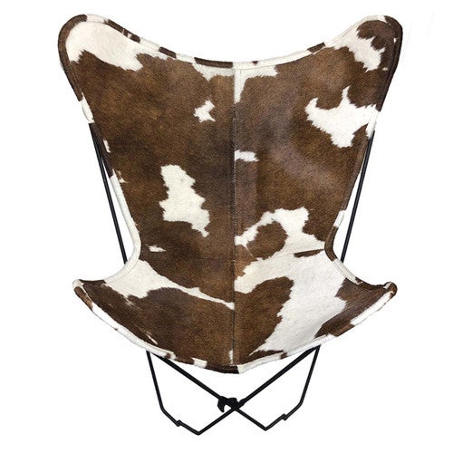 Brown & White Cowhide Sling Chair