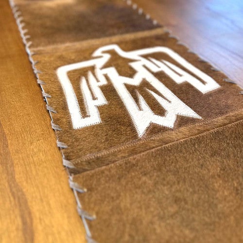 Freedom Eagle Light Brown Leather Table Runner - 120 Inch