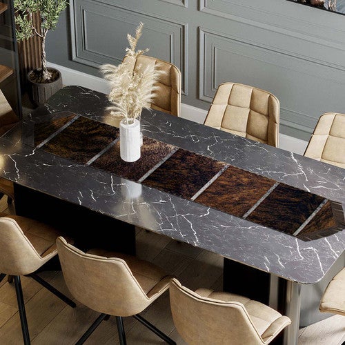 Fringed Cowhide White Striped Table Runner - 120 Inch