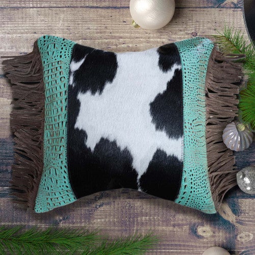 Gator Embossed Turquoise Cowhide Pillow - Medium