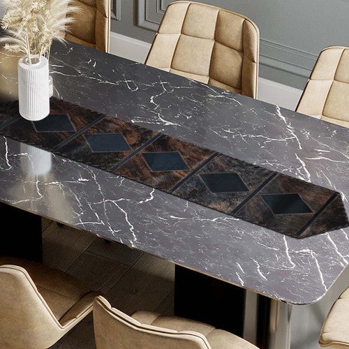 Lozenge Cowhide Table Runner - 96 Inch