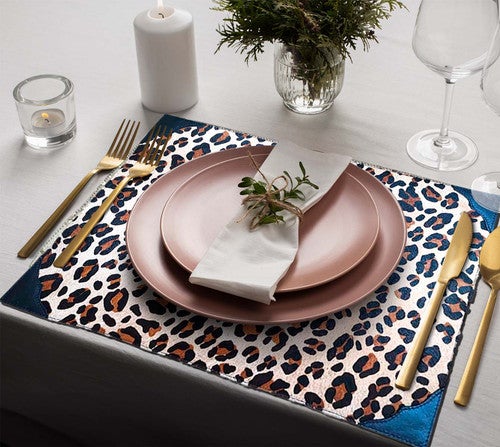 Leopard Print Cowhide & Leather Placemat