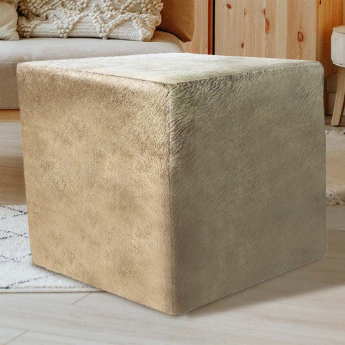 Pearl Cowhide Square Pouf