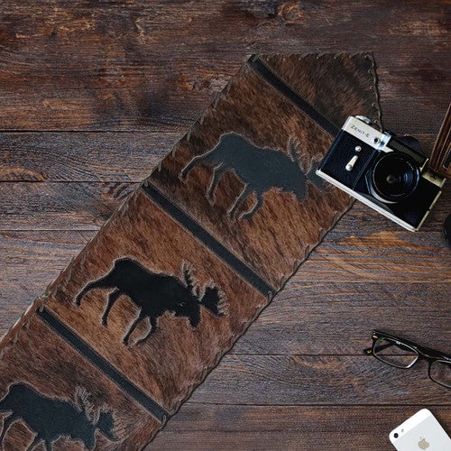 Moose Brindle Leather Table Runner - 120 Inch