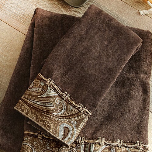 Western Paisley Chocolate Hand Towel