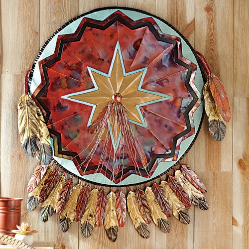 Copper & Brass Warrior Shield Wall Sculpture