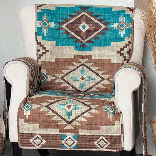 Mocha Turquoise Southwest Chair Cover - OUT OF STOCK