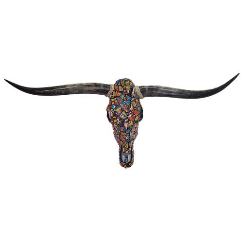 Authentic Longhorn Skull with Multi-Colored Stone