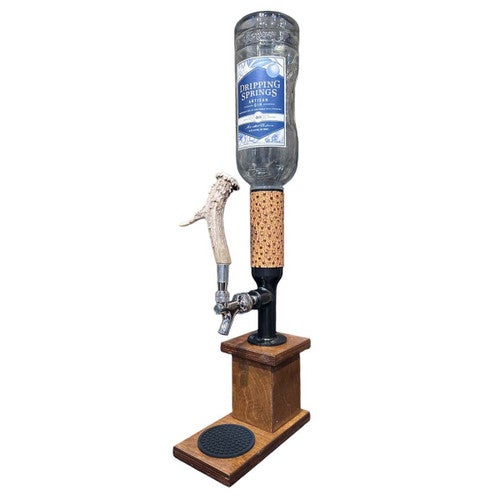 Single Whiskey Tower with Ostrich Leather & Antler Tap