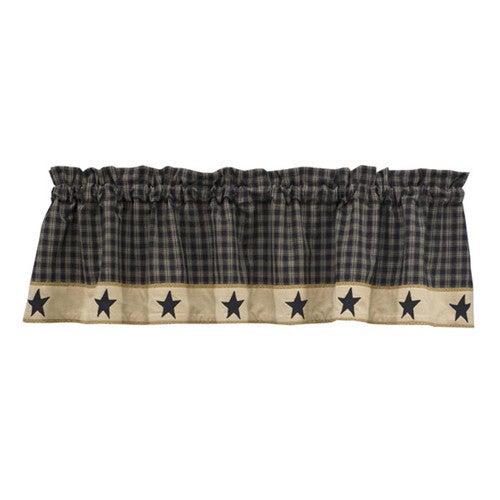 Black Embroidered Stars Lined Valance