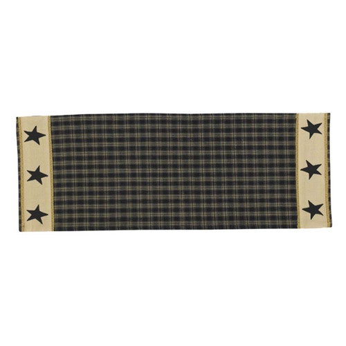 Black Embroidered Stars Table Runner - 36 Inch