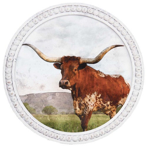 Majestic Longhorn Round Wall Art