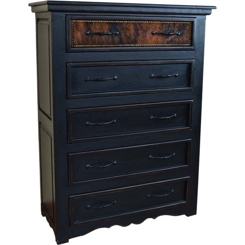 Brindle Cowhide Panel 5-Drawer Chest