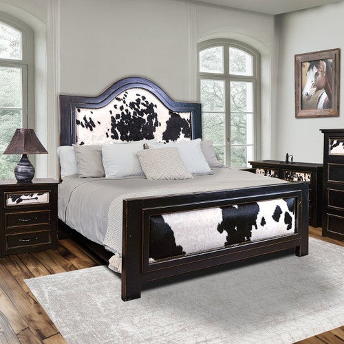 Black & White Cowhide Bed - Queen