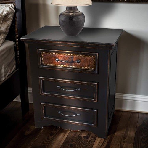 Brindle Cowhide Panel Nightstand