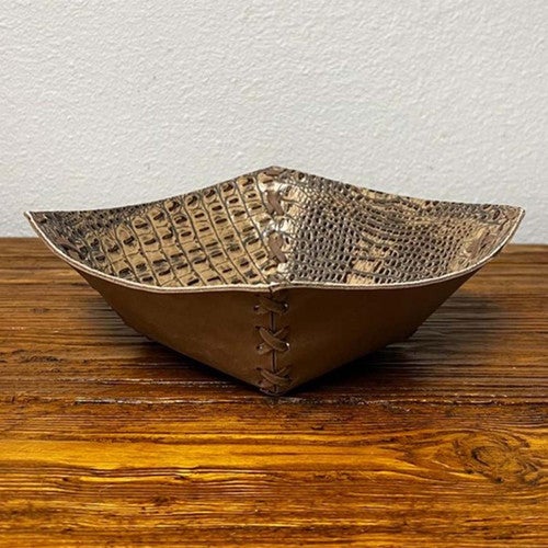 Croc Stitched Decorative Bowl - Tan