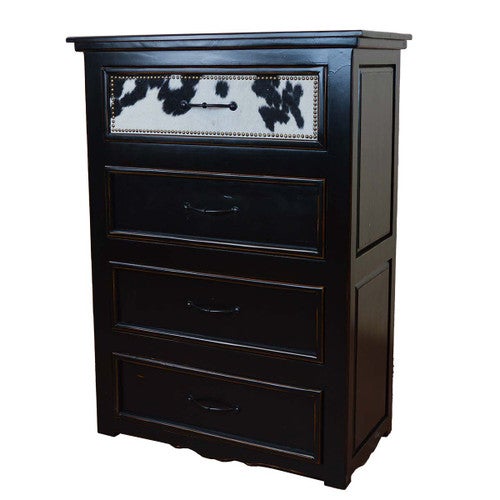 Black & White Cowhide Panel 4-Drawer Chest