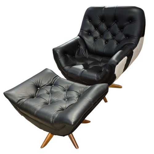 Black Cowhide Dream Chair & Ottoman