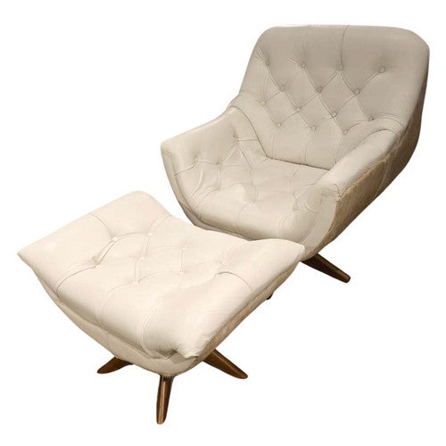 Cream Cowhide Dream Chair & Ottoman