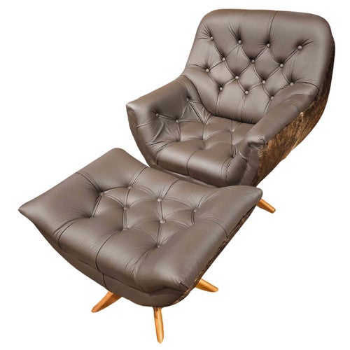 Brown Cowhide Dream Chair & Ottoman